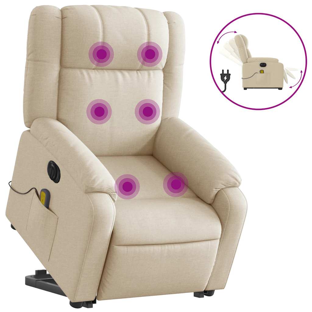 Fauteuil inclinable de massage électrique Crème Tissu - XIOS