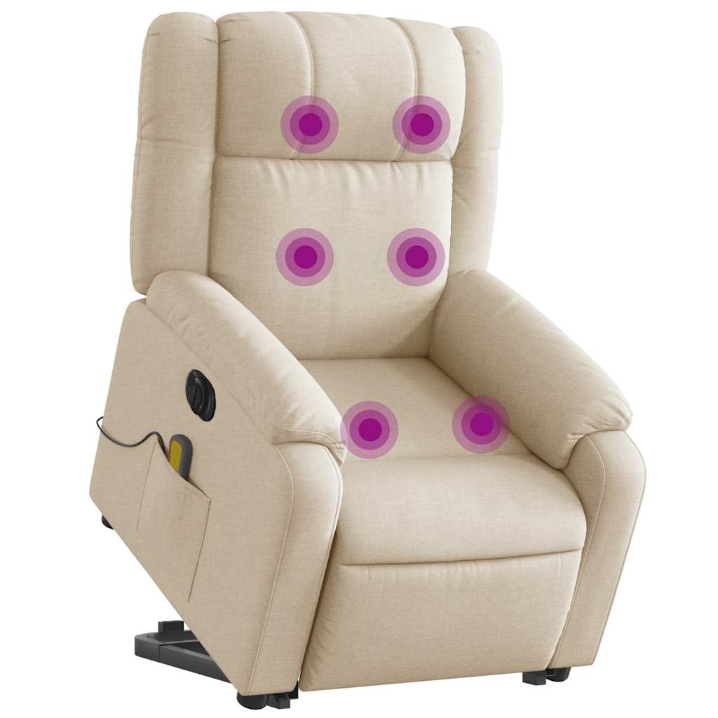 Fauteuil inclinable de massage électrique Crème Tissu - XIOS