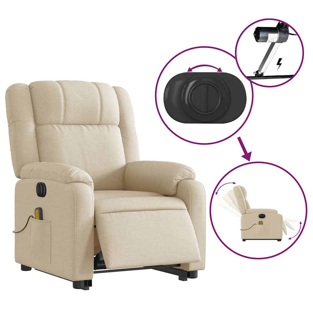 Fauteuil inclinable de massage électrique Crème Tissu - XIOS