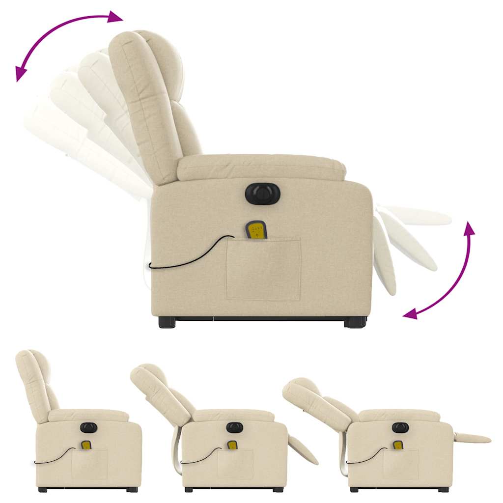 Fauteuil inclinable de massage électrique Crème Tissu - XIOS