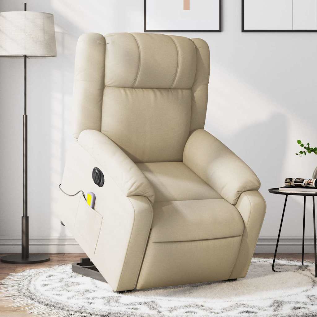 Fauteuil inclinable de massage électrique Crème Tissu - XIOS
