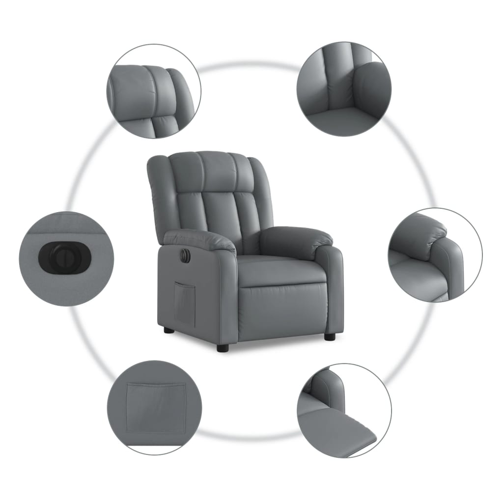 Fauteuil inclinable électrique Gris Similicuir - XIOS