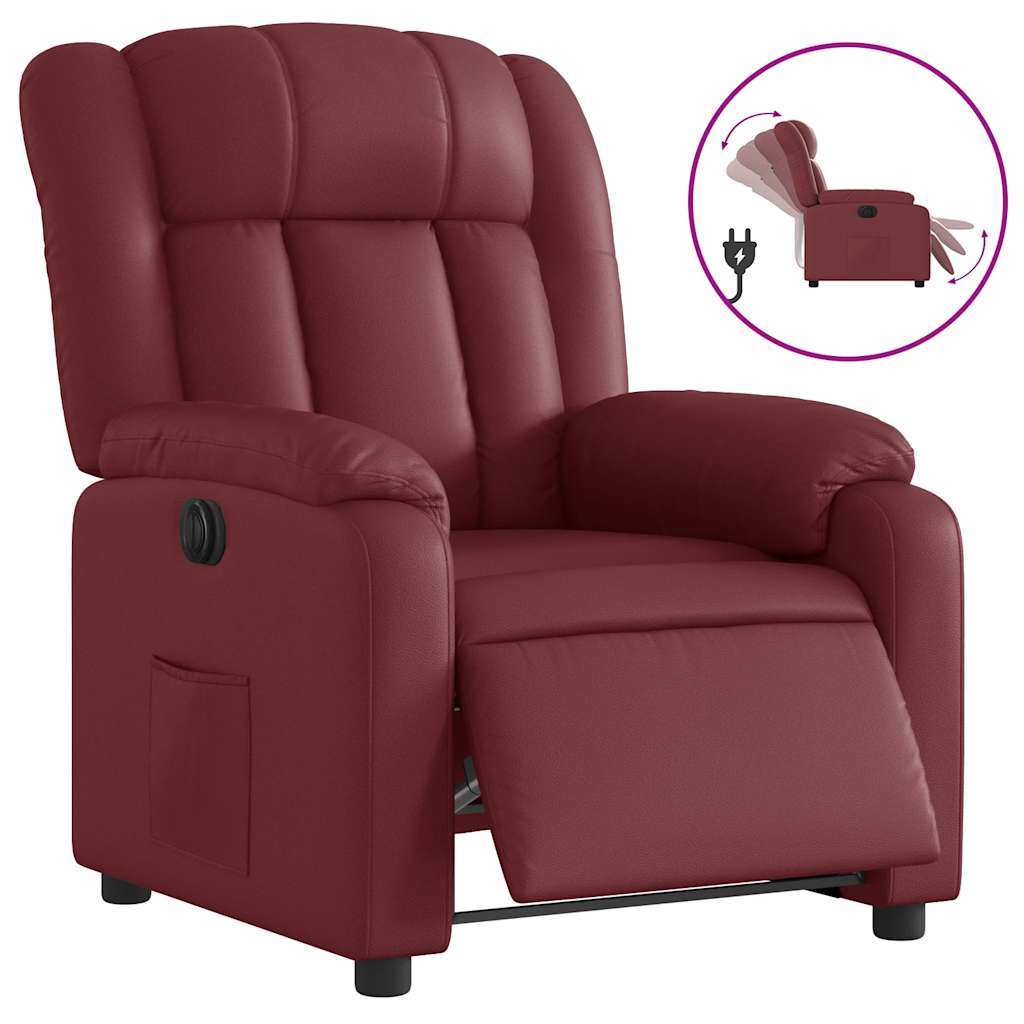 Fauteuil inclinable électrique Rouge bordeaux Similicuir - XIOS