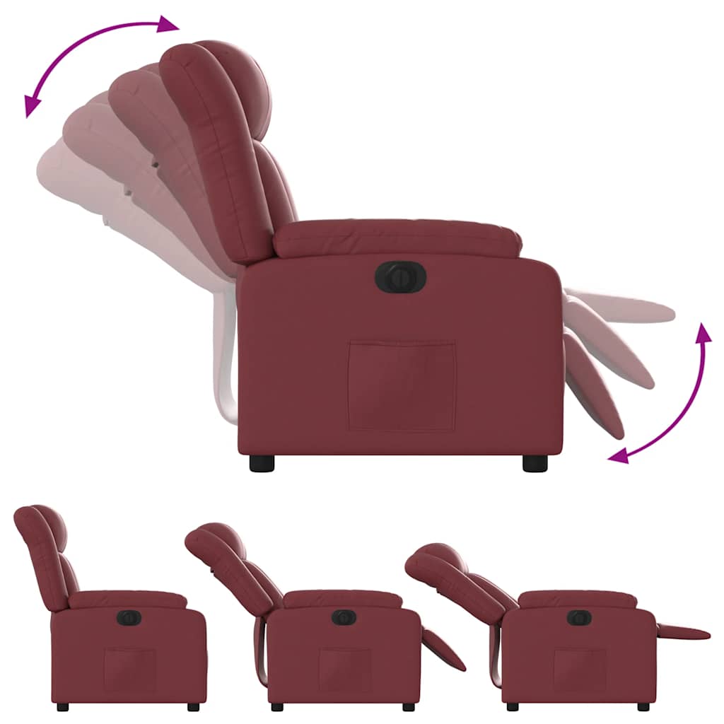 Fauteuil inclinable électrique Rouge bordeaux Similicuir - XIOS