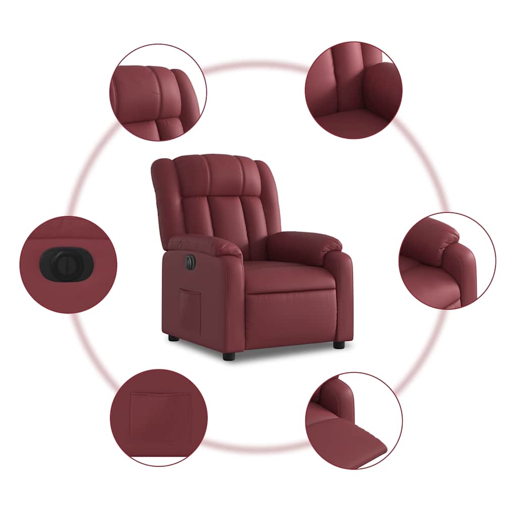 Fauteuil inclinable électrique Rouge bordeaux Similicuir - XIOS