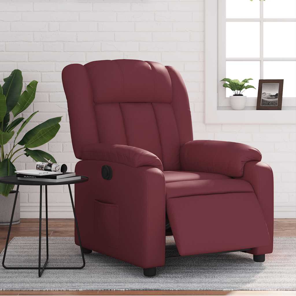 Fauteuil inclinable électrique Rouge bordeaux Similicuir - XIOS