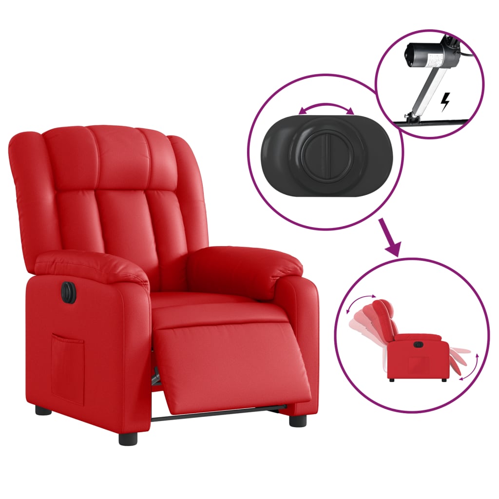 Fauteuil inclinable électrique Rouge Similicuir