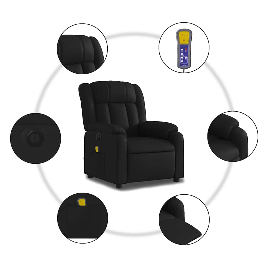 Fauteuil de massage inclinable électrique noir similicuir - XIOS