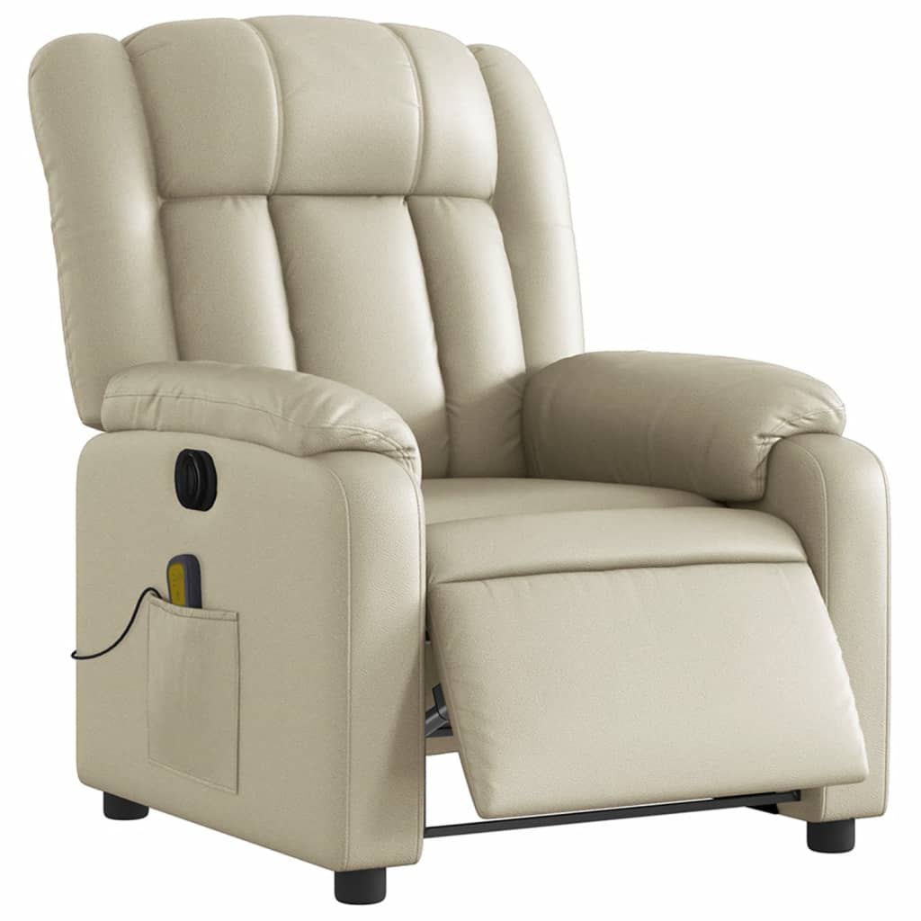 Fauteuil de massage inclinable électrique crème similicuir - XIOS