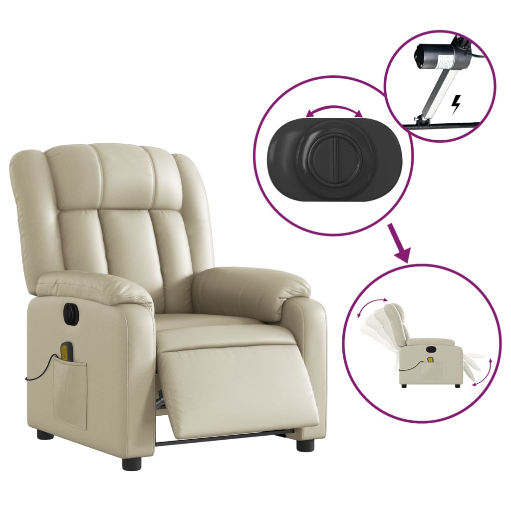 Fauteuil de massage inclinable électrique crème similicuir - XIOS
