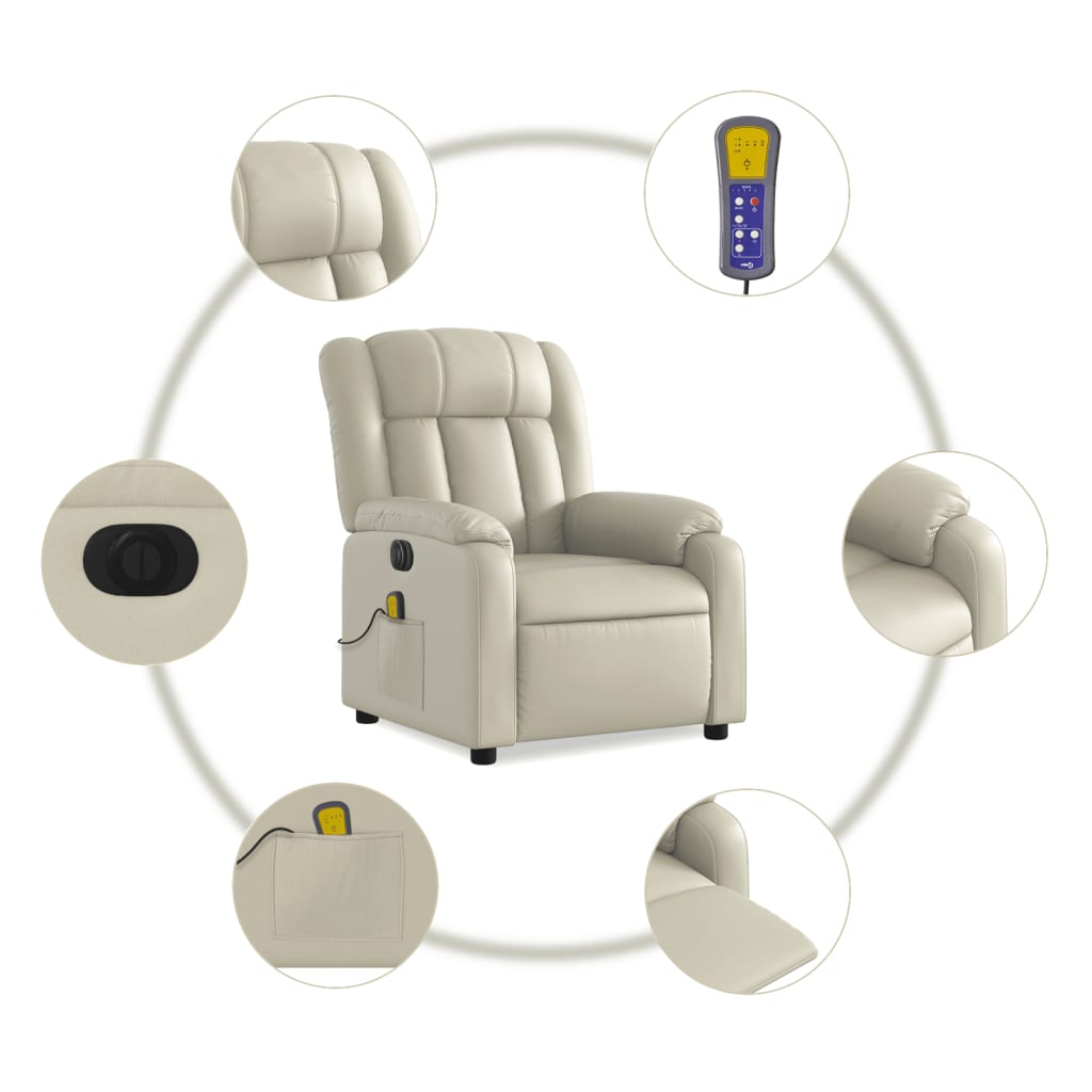 Fauteuil de massage inclinable électrique crème similicuir - XIOS