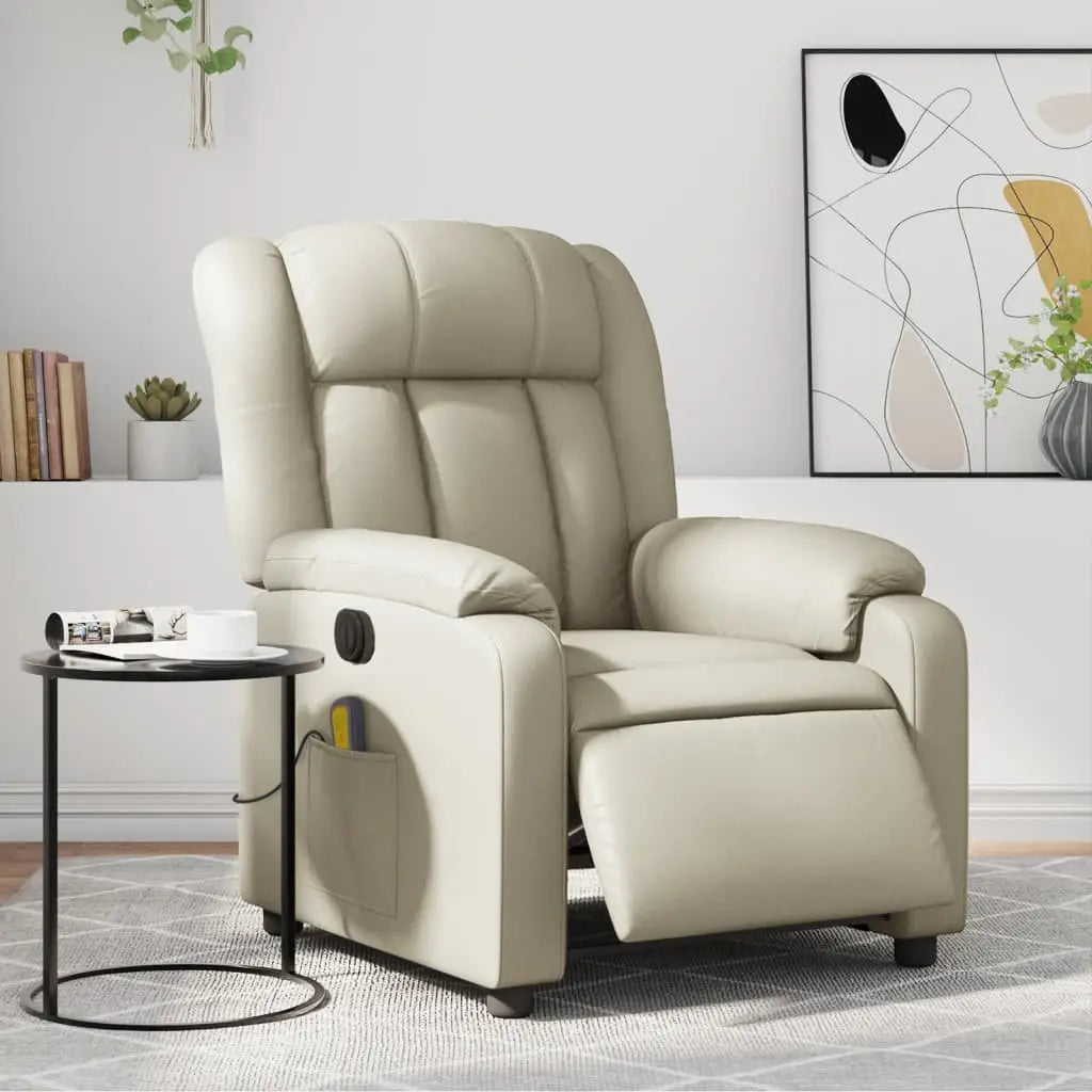 Fauteuil de massage inclinable électrique crème similicuir - XIOS