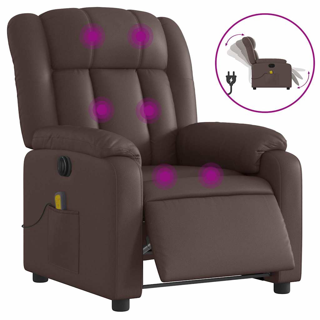 Fauteuil de massage inclinable électrique marron similicuir - XIOS