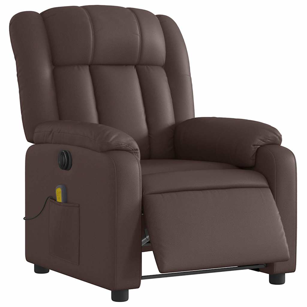 Fauteuil de massage inclinable électrique marron similicuir - XIOS