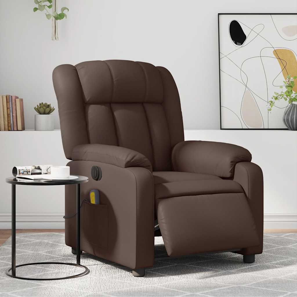 Fauteuil de massage inclinable électrique marron similicuir - XIOS