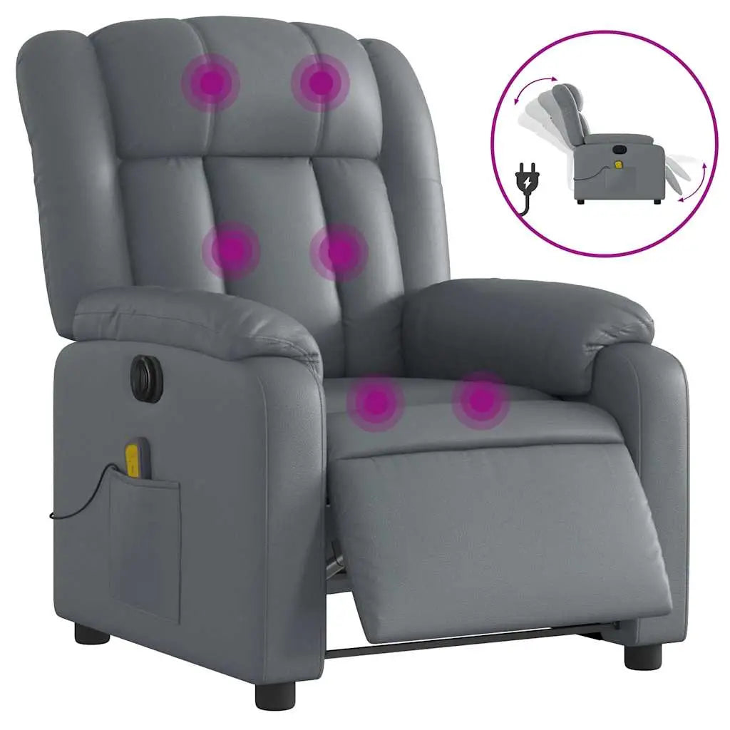Fauteuil de massage inclinable électrique gris similicuir - XIOS