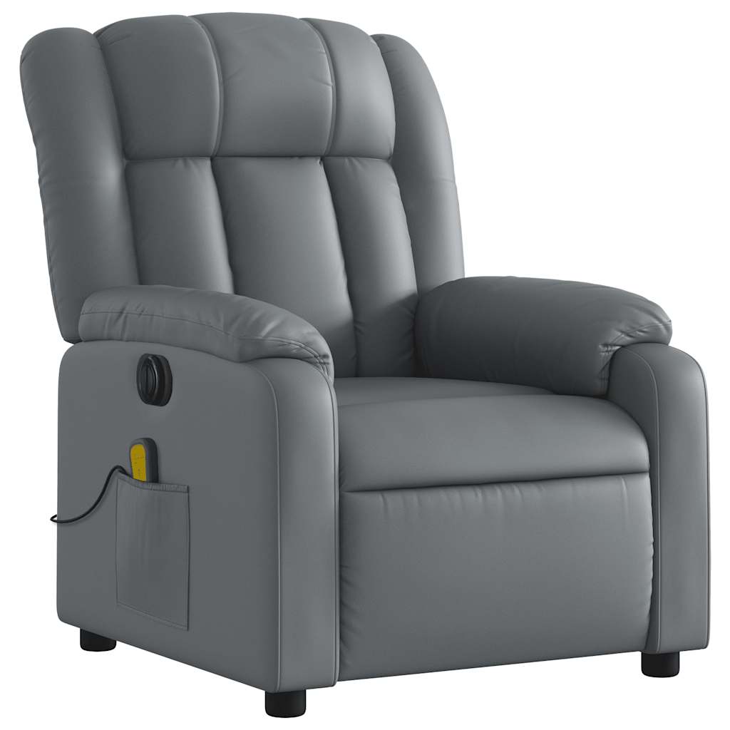 Fauteuil de massage inclinable électrique gris similicuir - XIOS