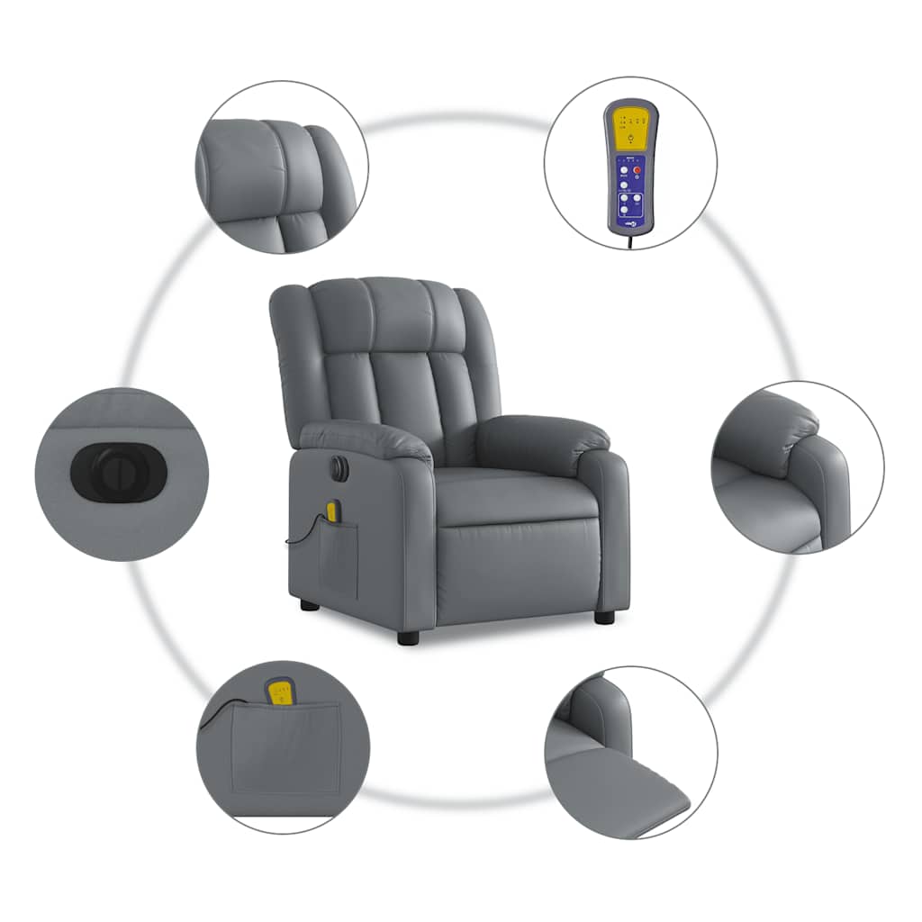 Fauteuil de massage inclinable électrique gris similicuir - XIOS