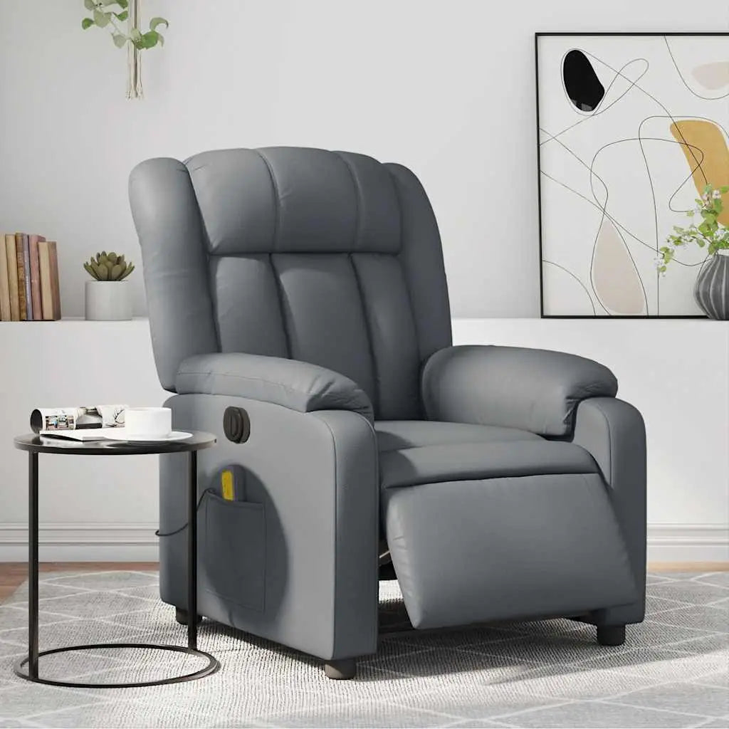 Fauteuil de massage inclinable électrique gris similicuir - XIOS