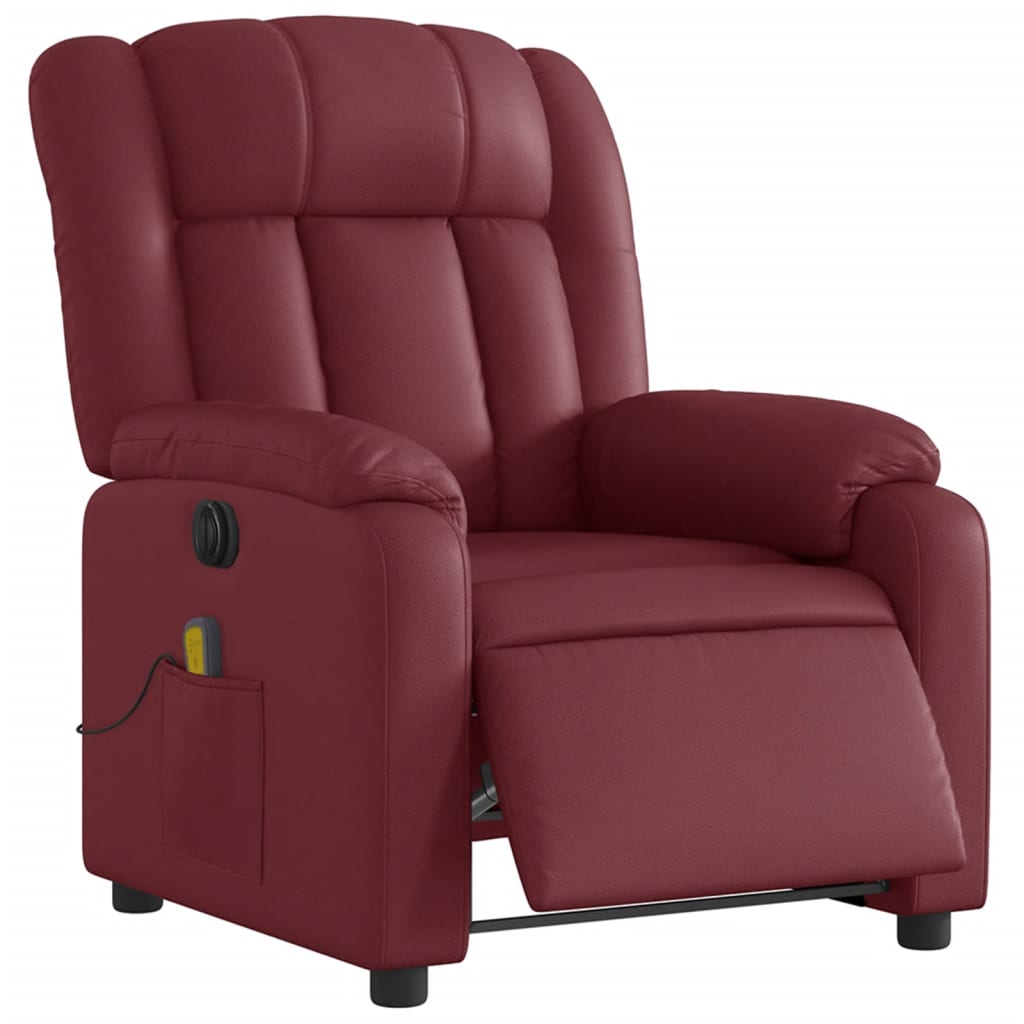 Fauteuil de massage inclinable électrique rouge bordeaux - XIOS