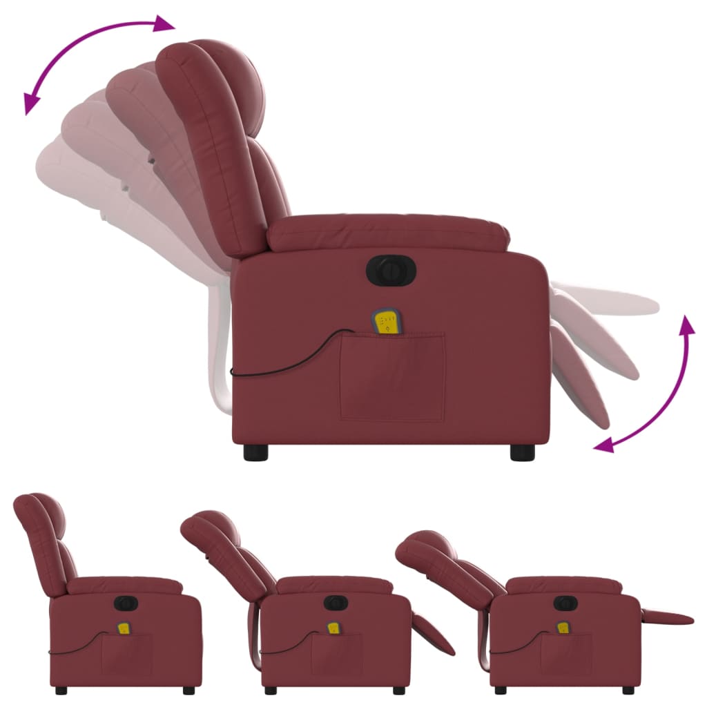 Fauteuil de massage inclinable électrique rouge bordeaux - XIOS