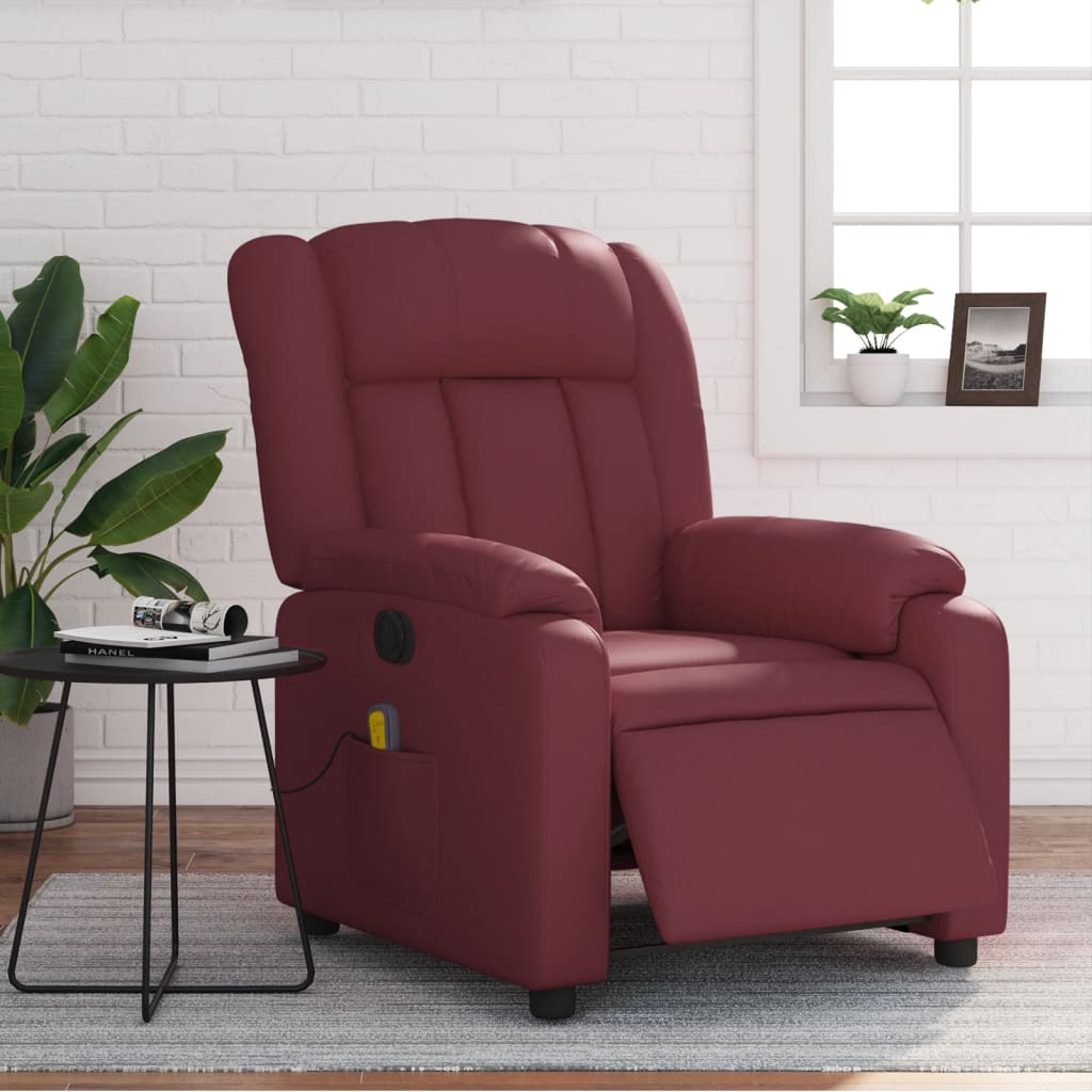 Fauteuil de massage inclinable électrique rouge bordeaux - XIOS