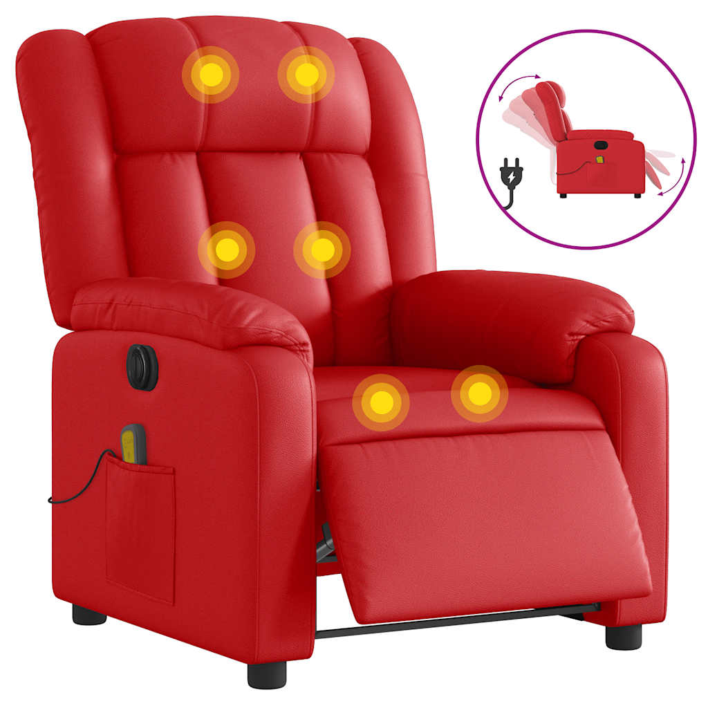 Fauteuil de massage inclinable électrique rouge similicuir - XIOS