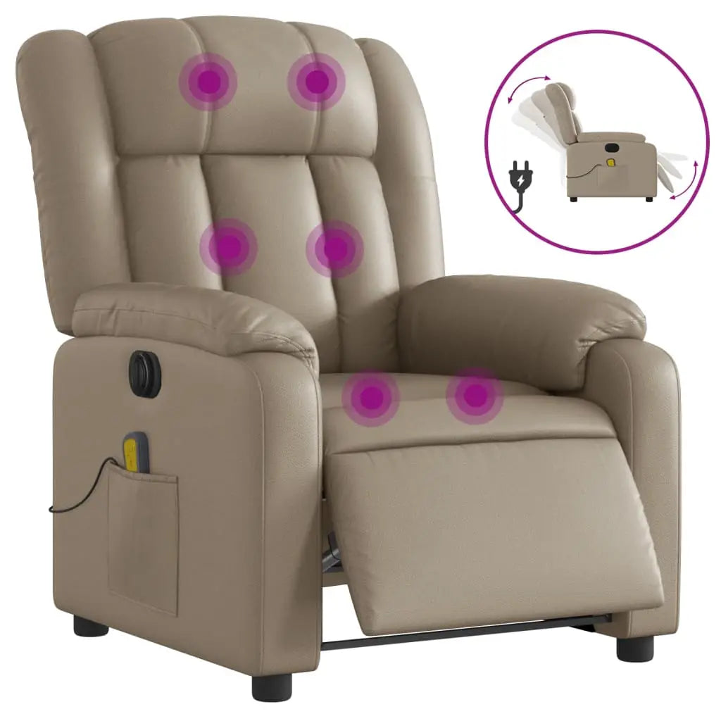 Fauteuil de massage inclinable électrique cappuccino similicuir - XIOS