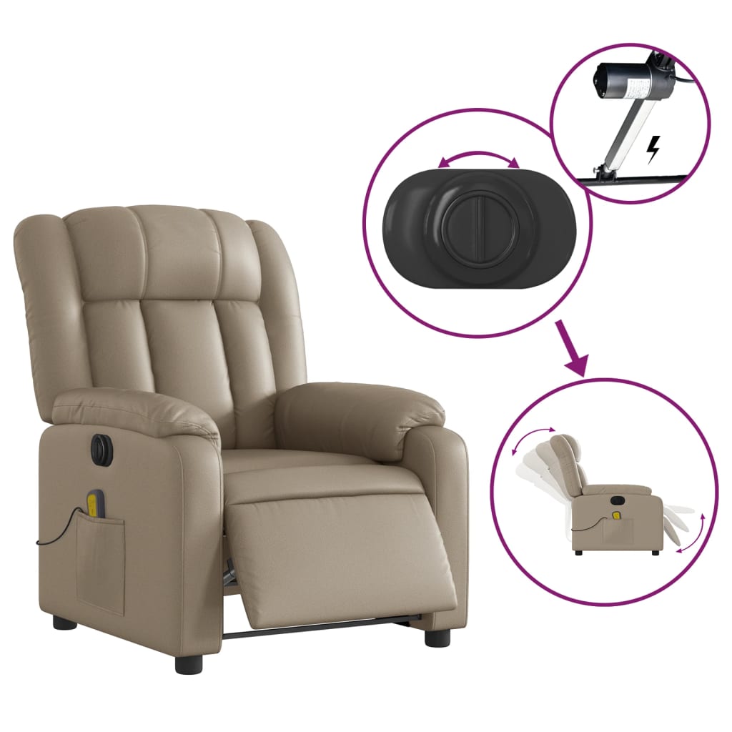 Fauteuil de massage inclinable électrique cappuccino similicuir - XIOS