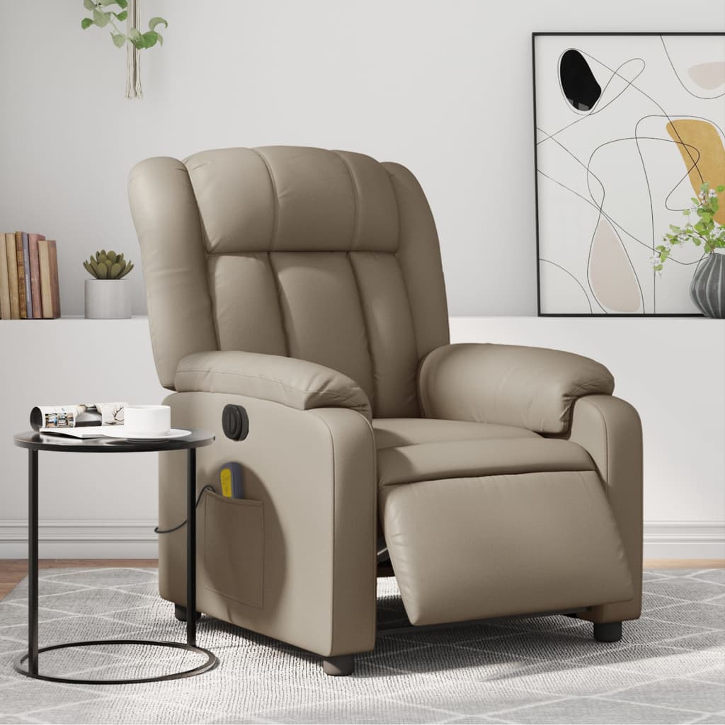 Fauteuil de massage inclinable électrique cappuccino similicuir - XIOS