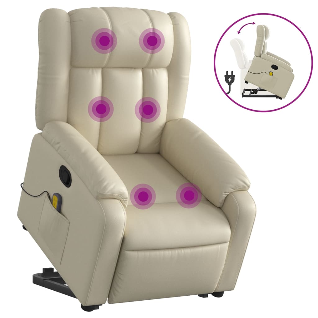 Fauteuil inclinable de massage Crème Similicuir - XIOS