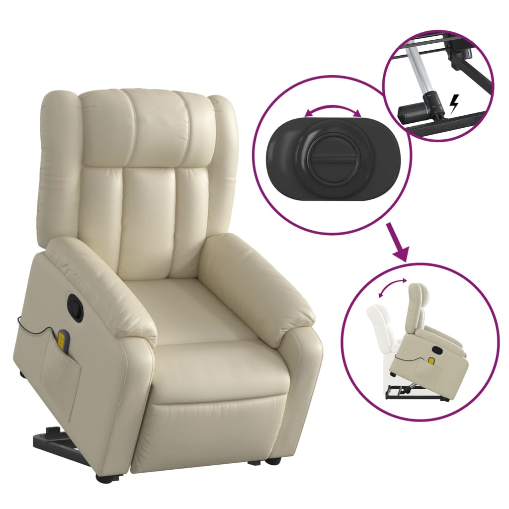 Fauteuil inclinable de massage Crème Similicuir - XIOS