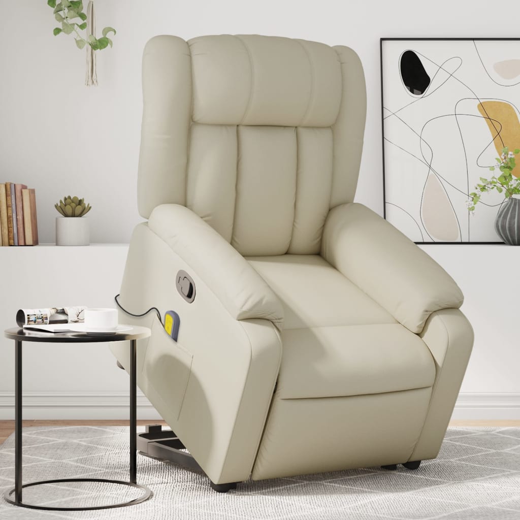 Fauteuil inclinable de massage Crème Similicuir - XIOS