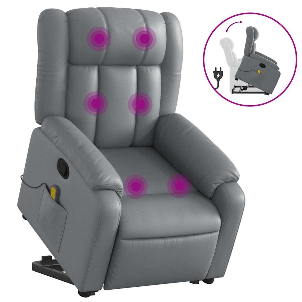 Fauteuil inclinable de massage Gris Similicuir - XIOS
