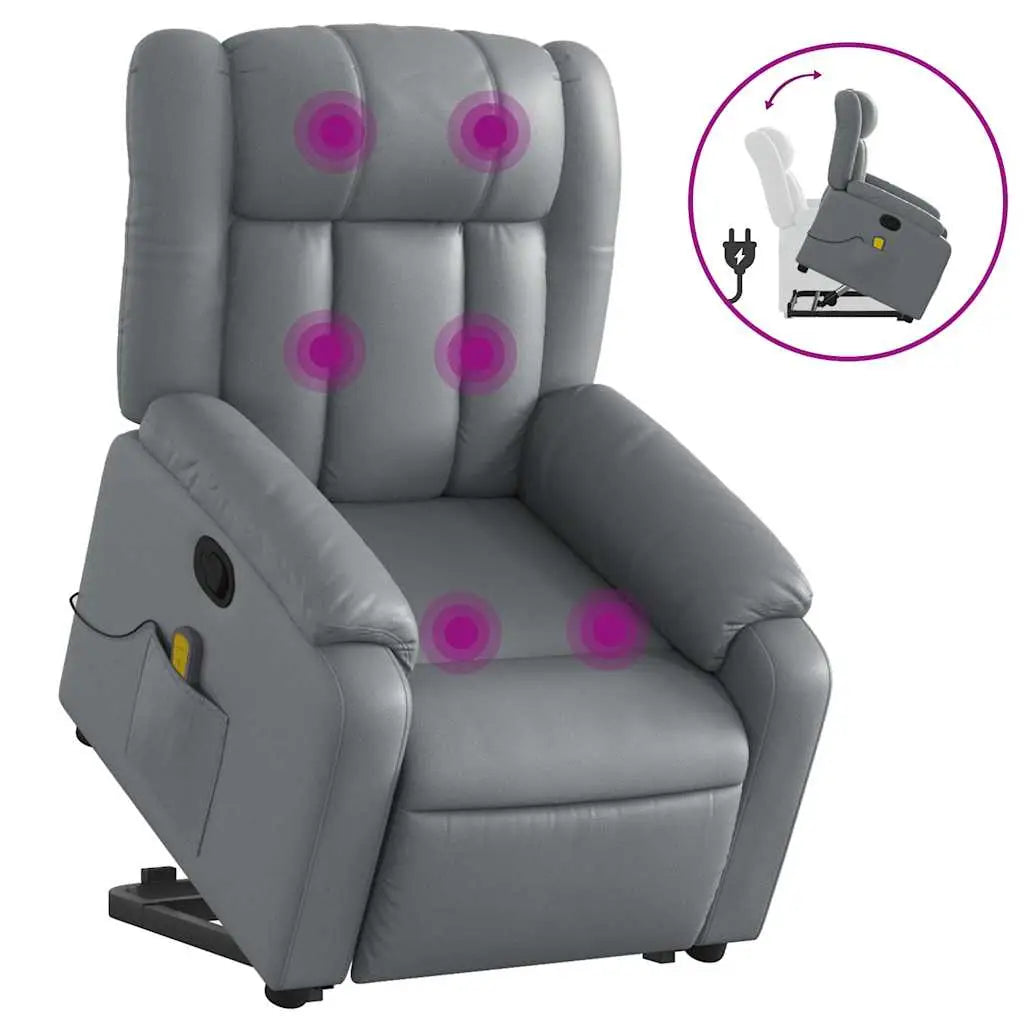 Fauteuil inclinable de massage Gris Similicuir - XIOS