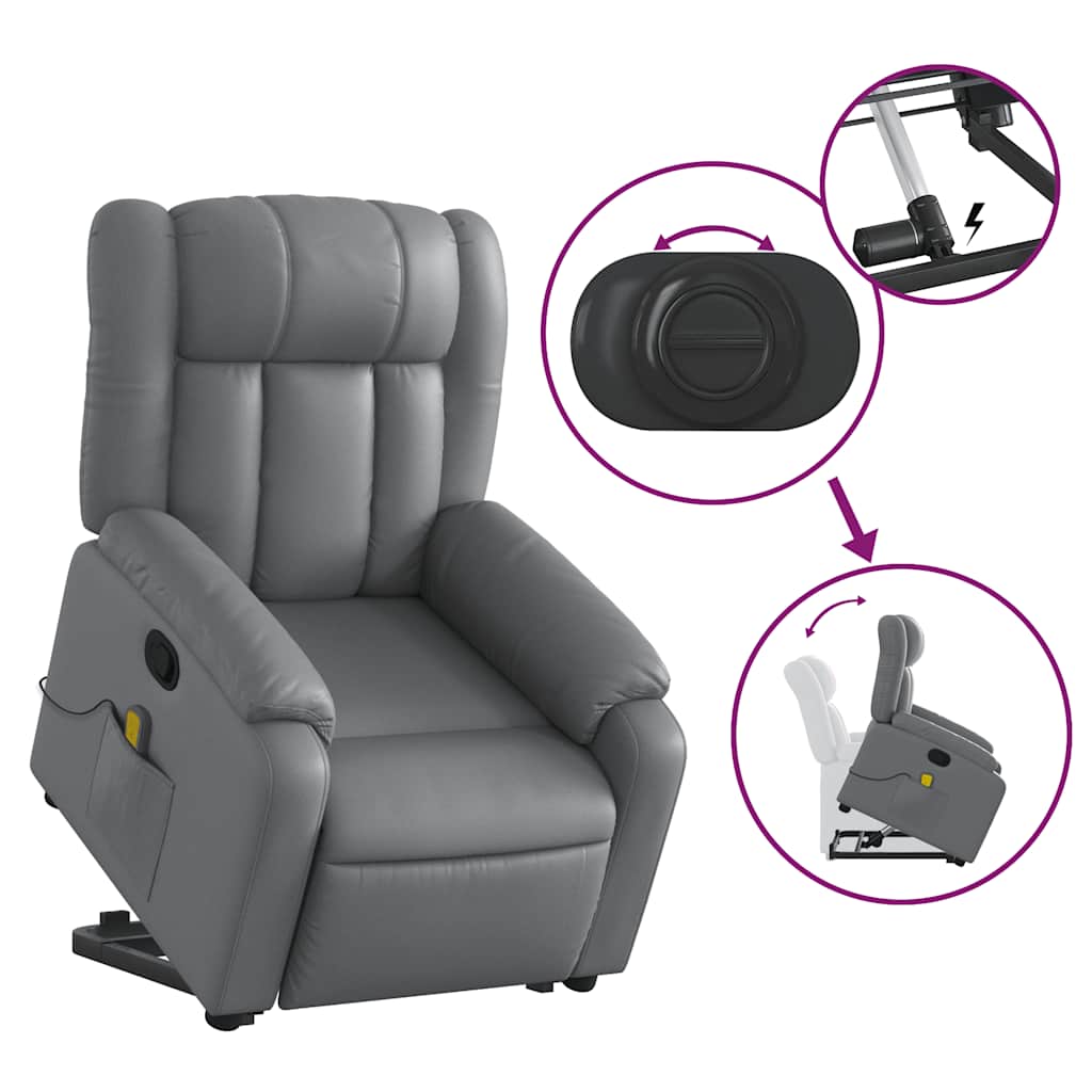 Fauteuil inclinable de massage Gris Similicuir - XIOS