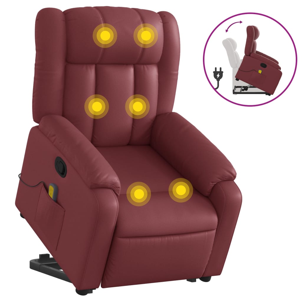 Fauteuil inclinable de massage Rouge bordeaux Similicuir - XIOS