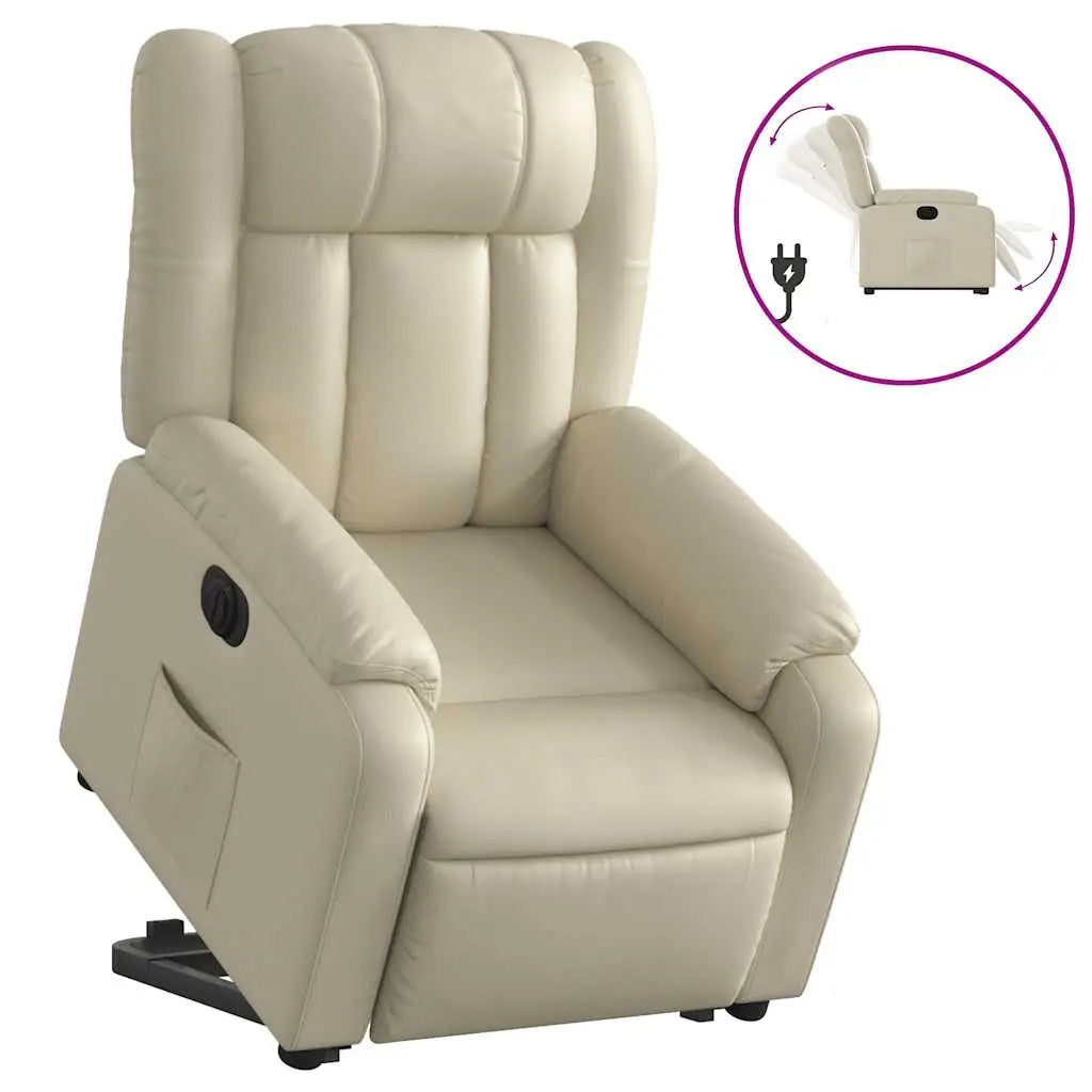 Fauteuil inclinable électrique crème similicuir - XIOS