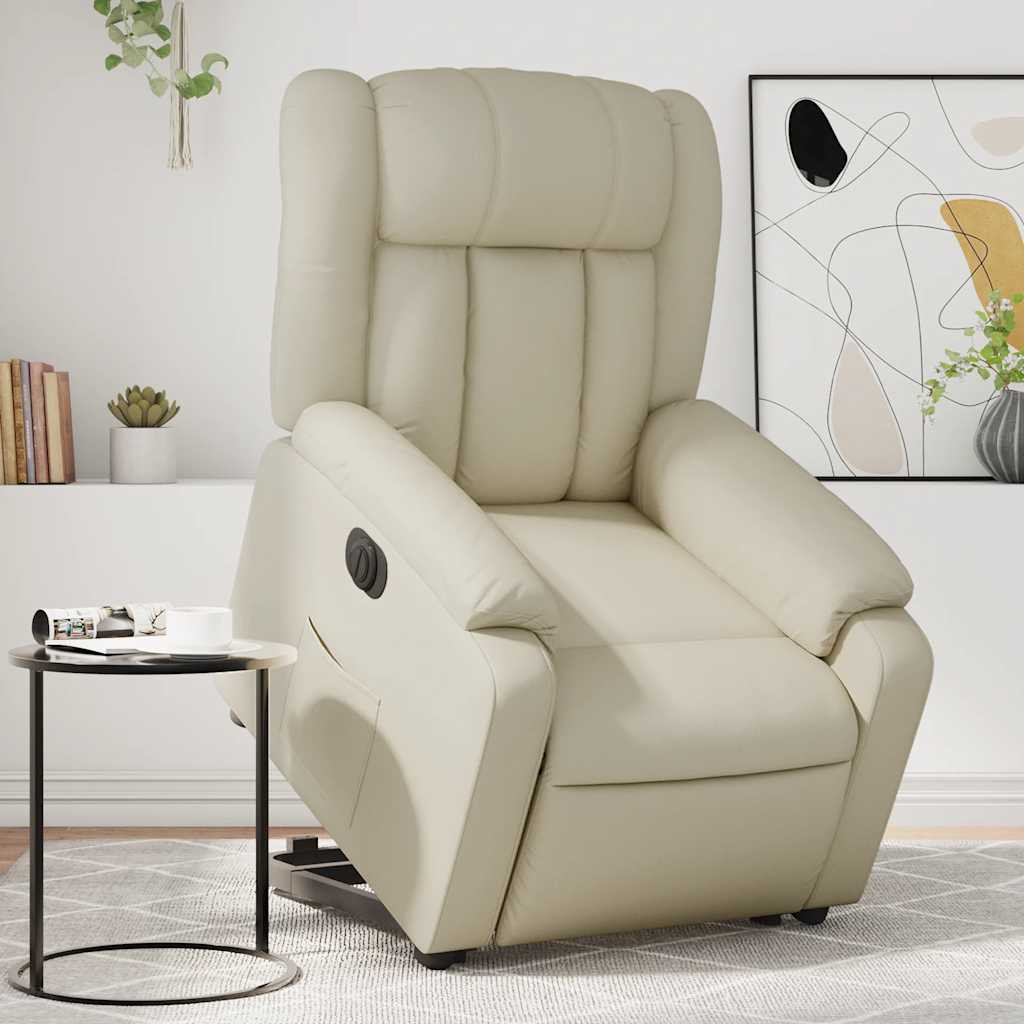 Fauteuil inclinable électrique crème similicuir - XIOS