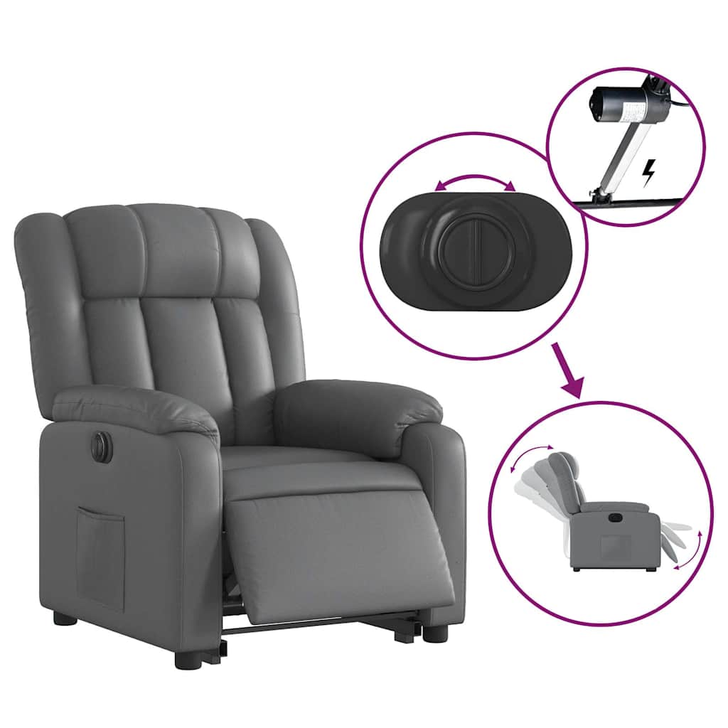 Fauteuil inclinable électrique gris similicuir - XIOS
