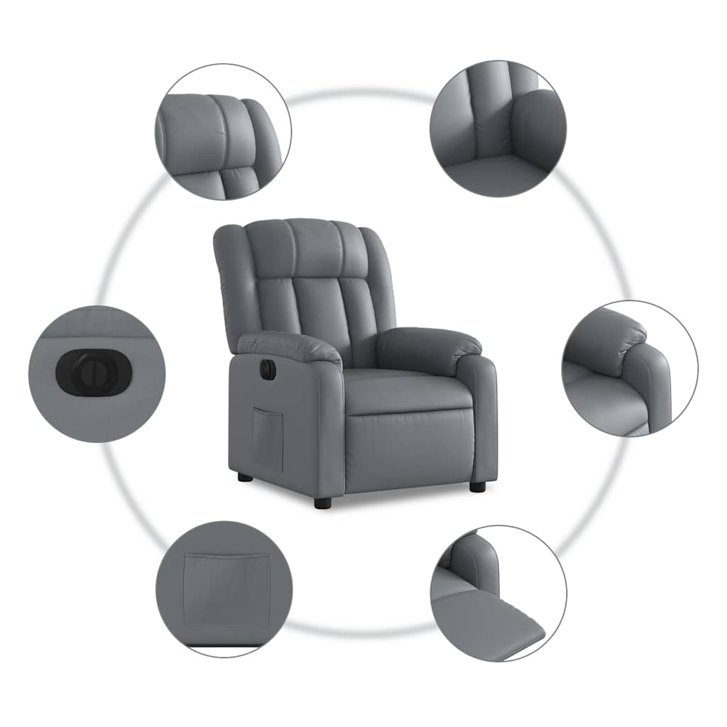 Fauteuil inclinable électrique gris similicuir - XIOS
