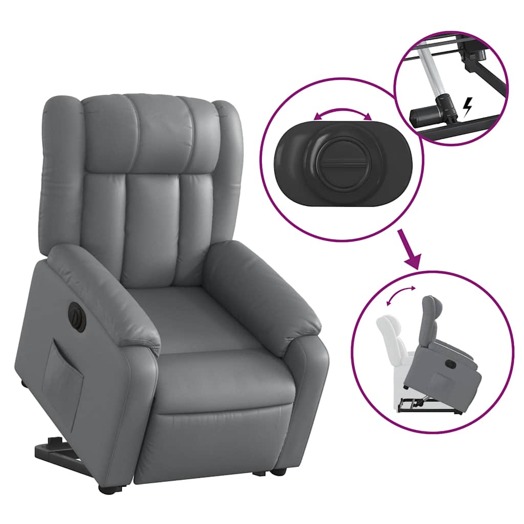 Fauteuil inclinable électrique gris similicuir - XIOS