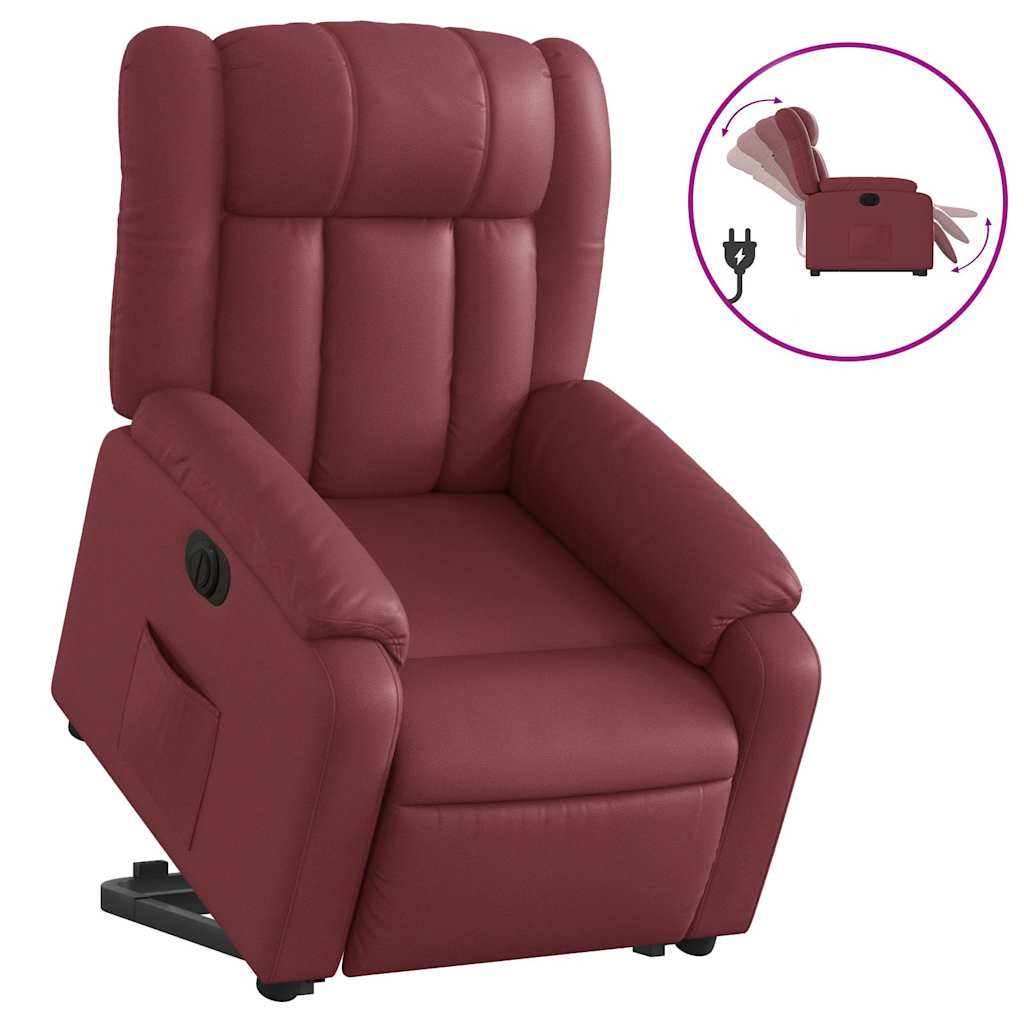 Fauteuil inclinable électrique rouge bordeaux similicuir - XIOS