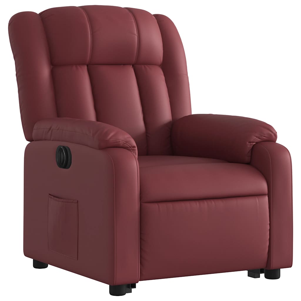 Fauteuil inclinable électrique rouge bordeaux similicuir - XIOS