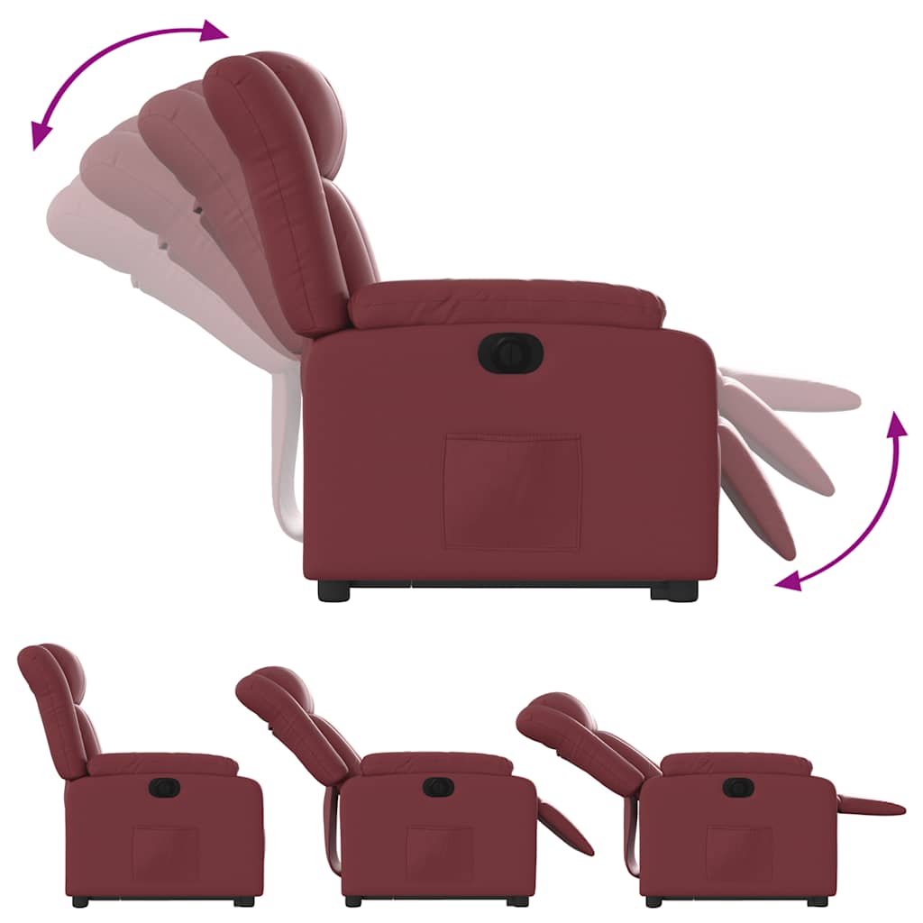 Fauteuil inclinable électrique rouge bordeaux similicuir - XIOS