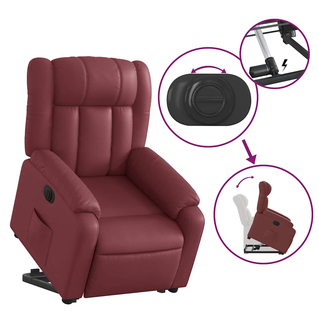 Fauteuil inclinable électrique rouge bordeaux similicuir - XIOS