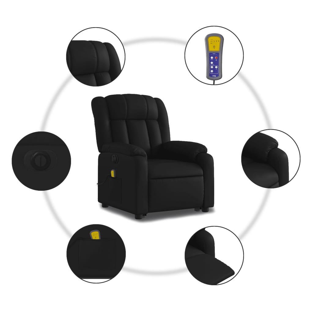 Fauteuil inclinable de massage électrique noir similicuir