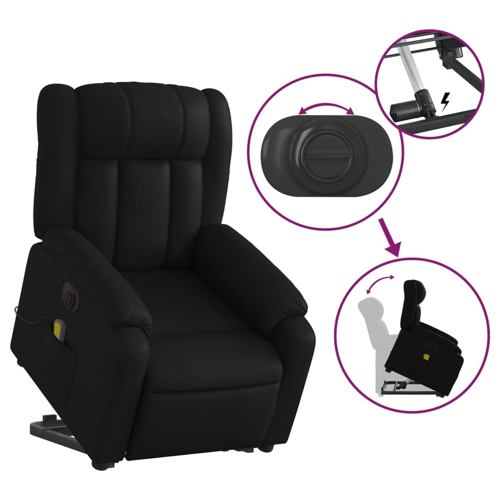 Fauteuil inclinable de massage électrique noir similicuir