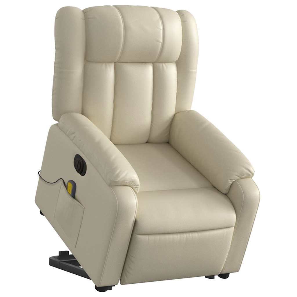 Fauteuil inclinable de massage électrique crème similicuir - XIOS