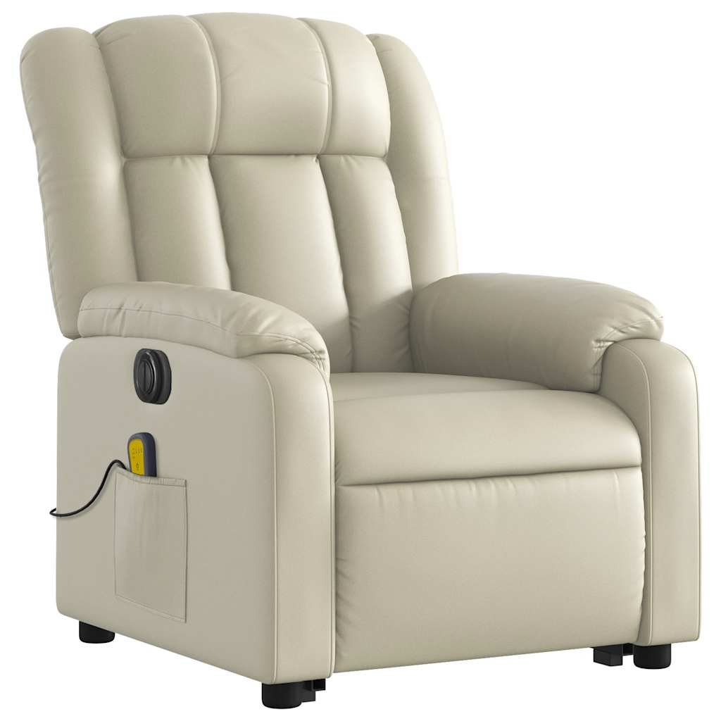Fauteuil inclinable de massage électrique crème similicuir - XIOS